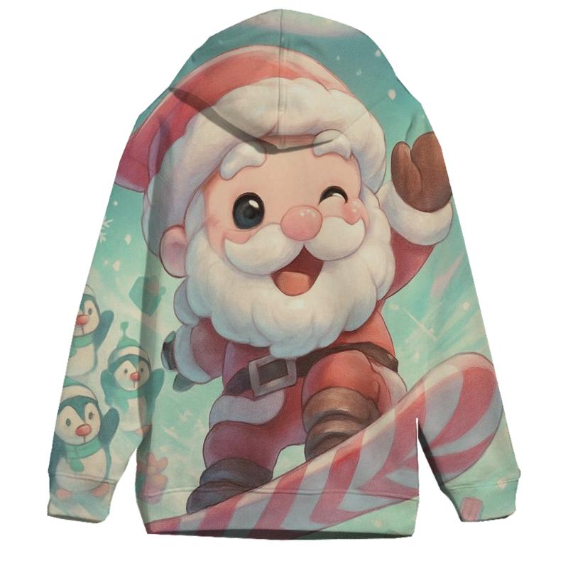 Chibi Snowboard Santa heavyweight hoodies