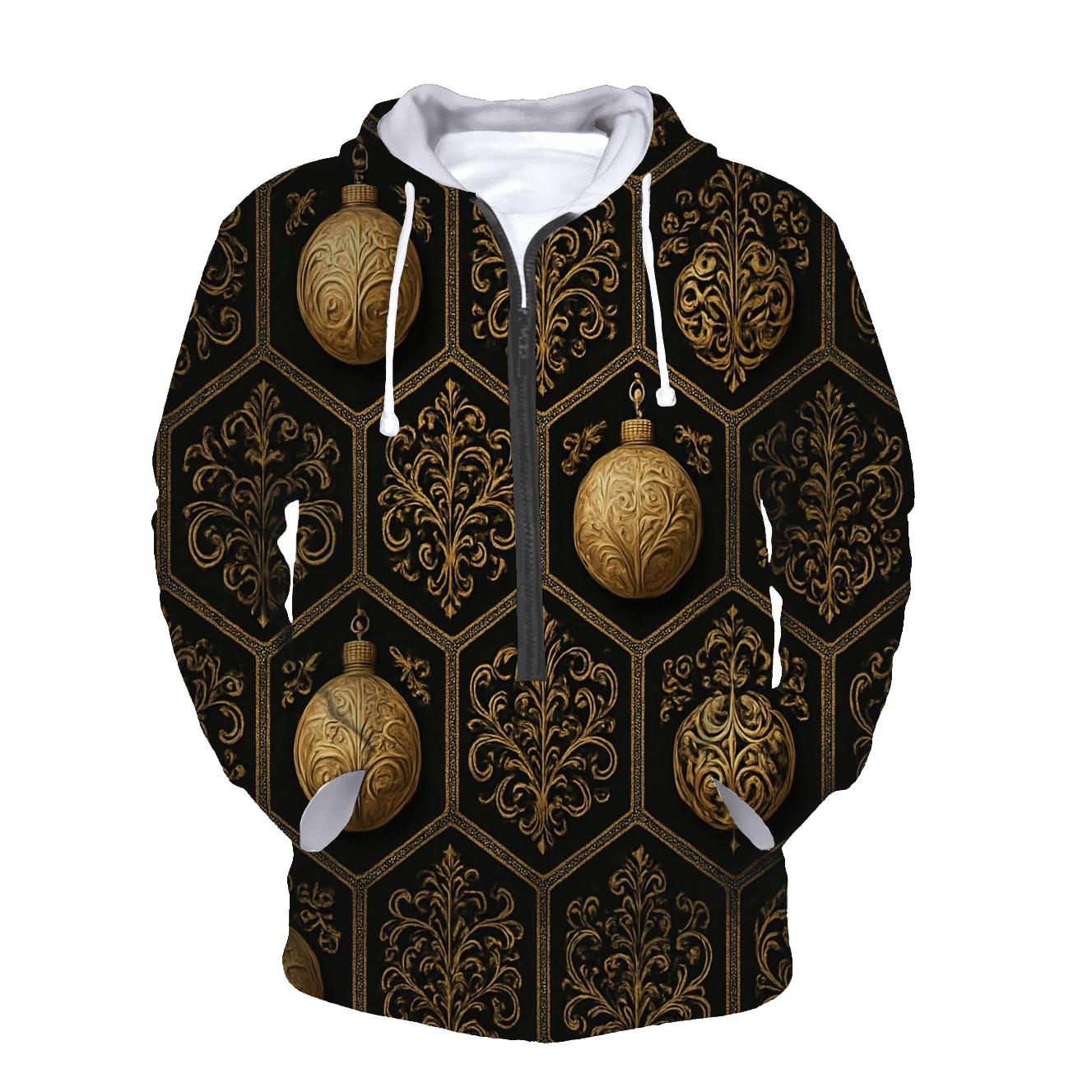 Golden Bauble Mosaic On Midnight Black hoodie designs