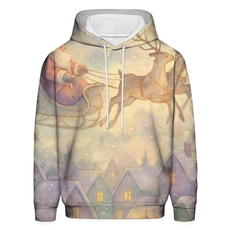 Dreamy Watercolor Sleigh Moment printed hoodies
