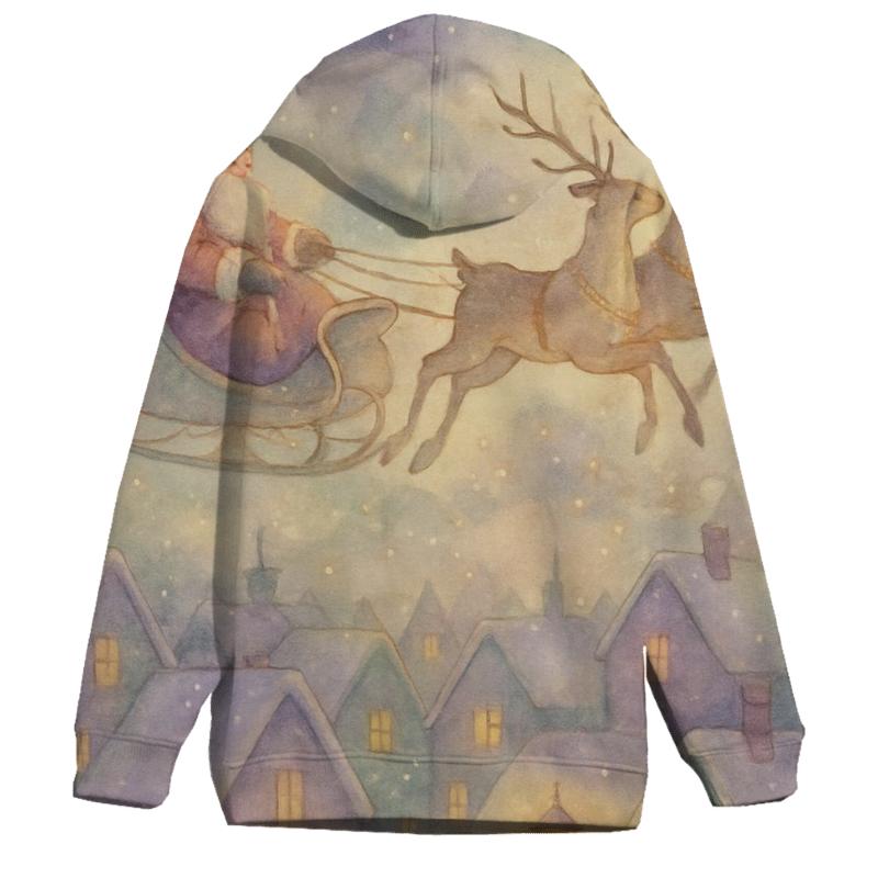 Dreamy Watercolor Sleigh Moment printed hoodies