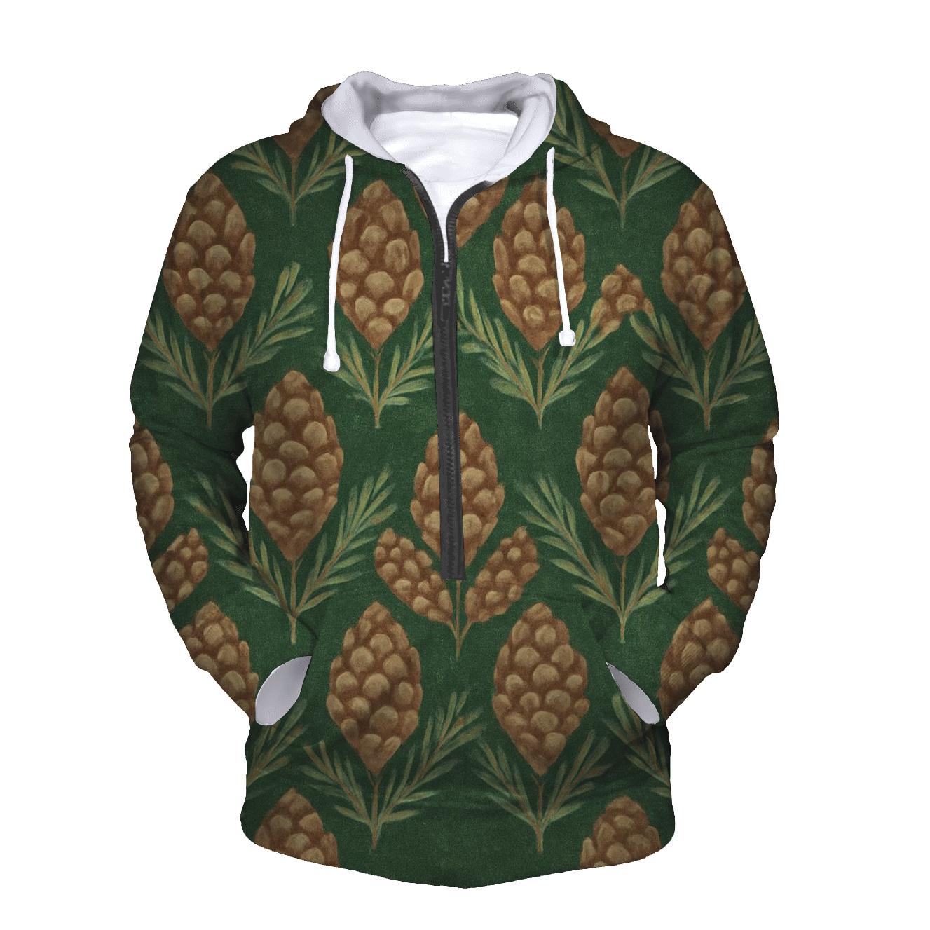 Pinecone Chevron On Forest Green pullover hoodies