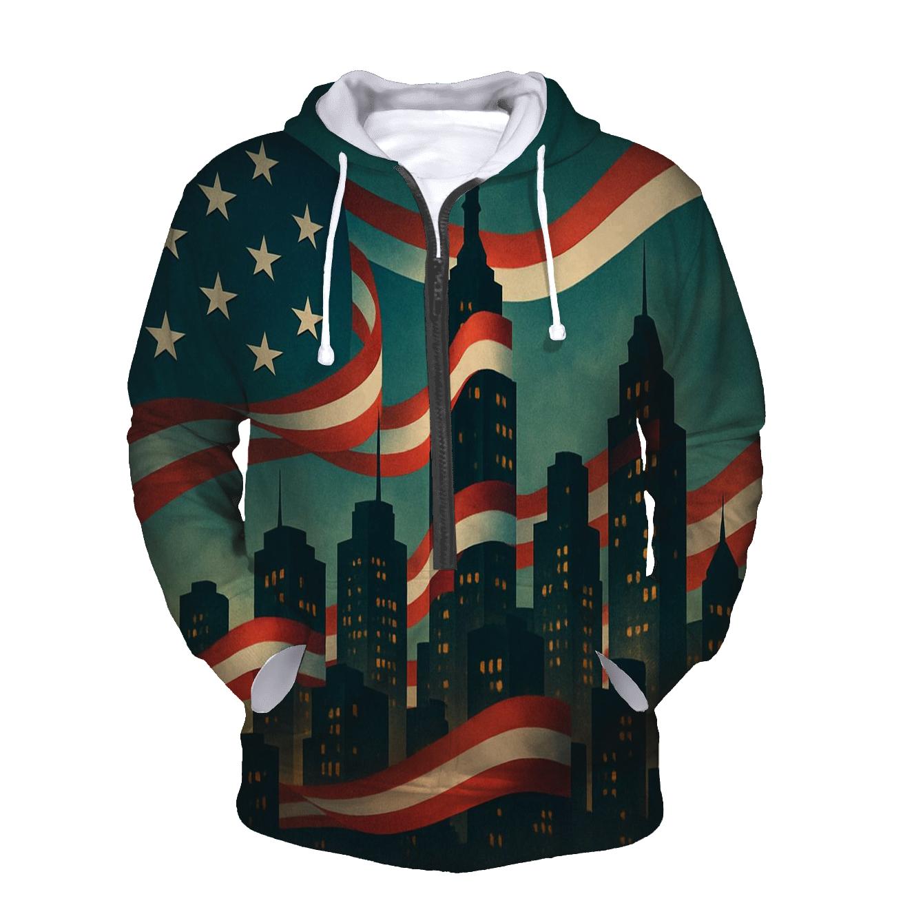 Patriotic Skyline Weave graphic hoodies