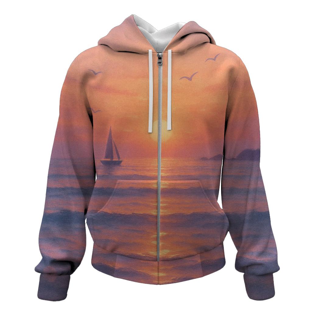 Coral Tide Horizon zip-up hoodies