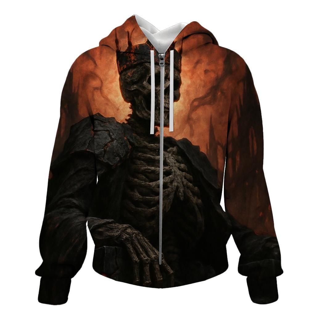 Ashen Throne Of The Skeleton King zip-up hoodies