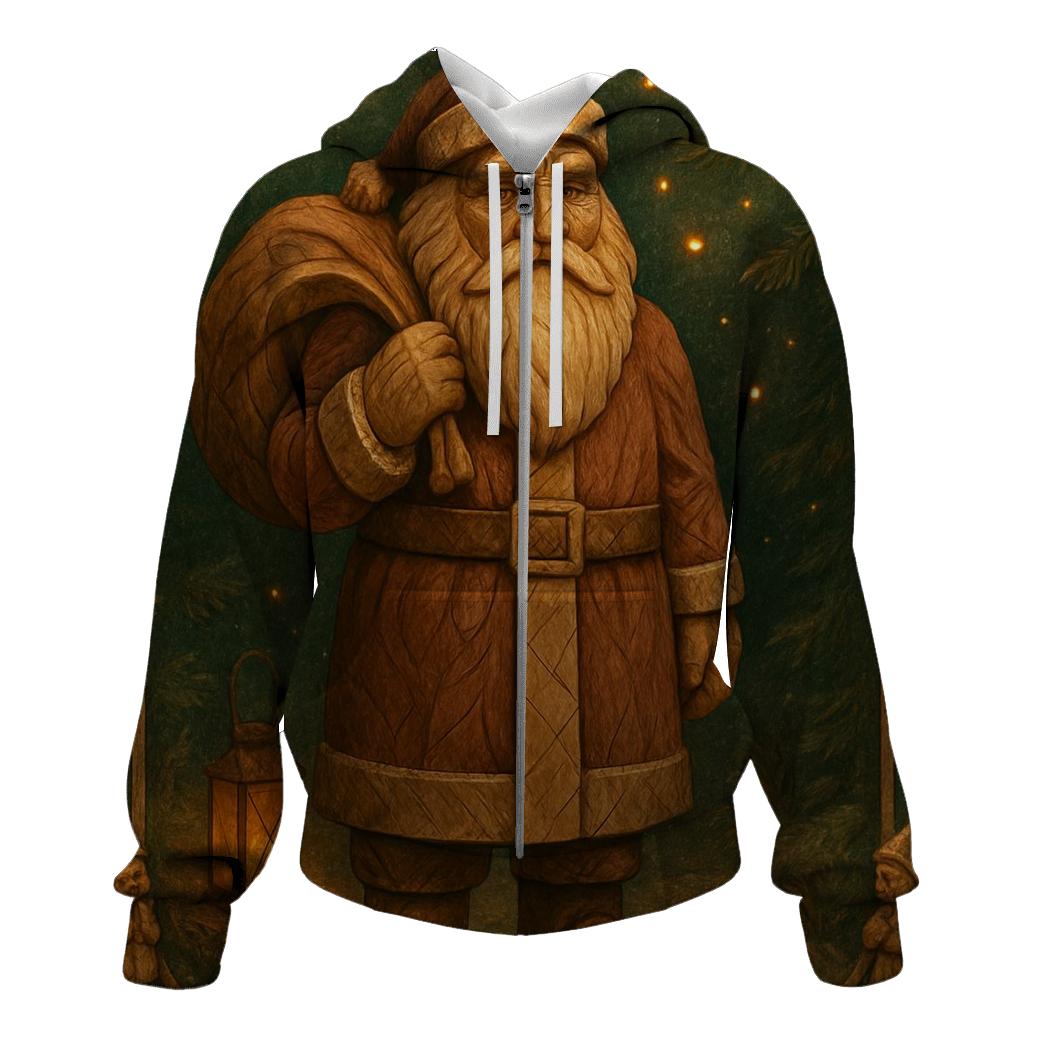 Woodland Carved Santa designer hoodies