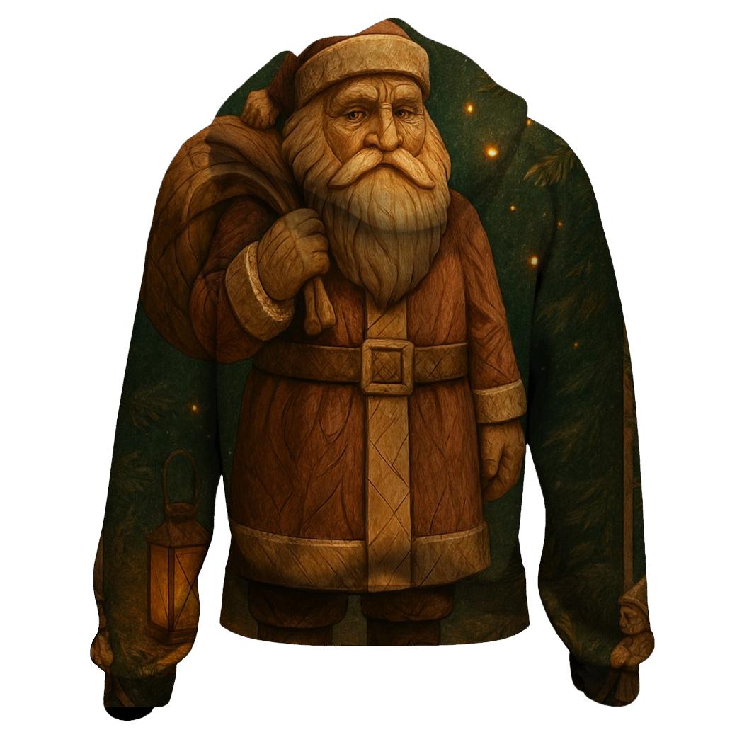 Woodland Carved Santa designer hoodies