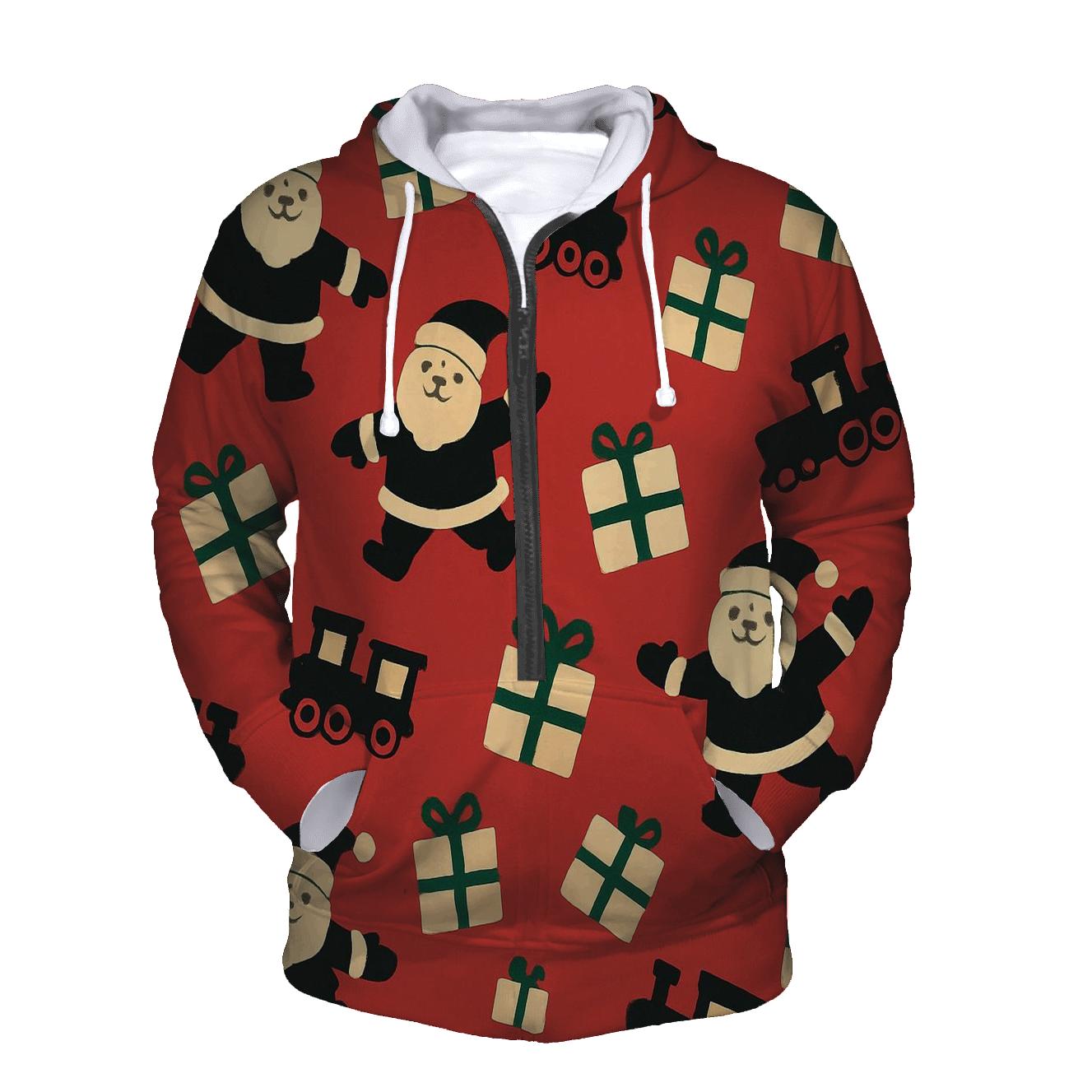Santa Silhouette Scatter On Cardinal Red designer hoodies