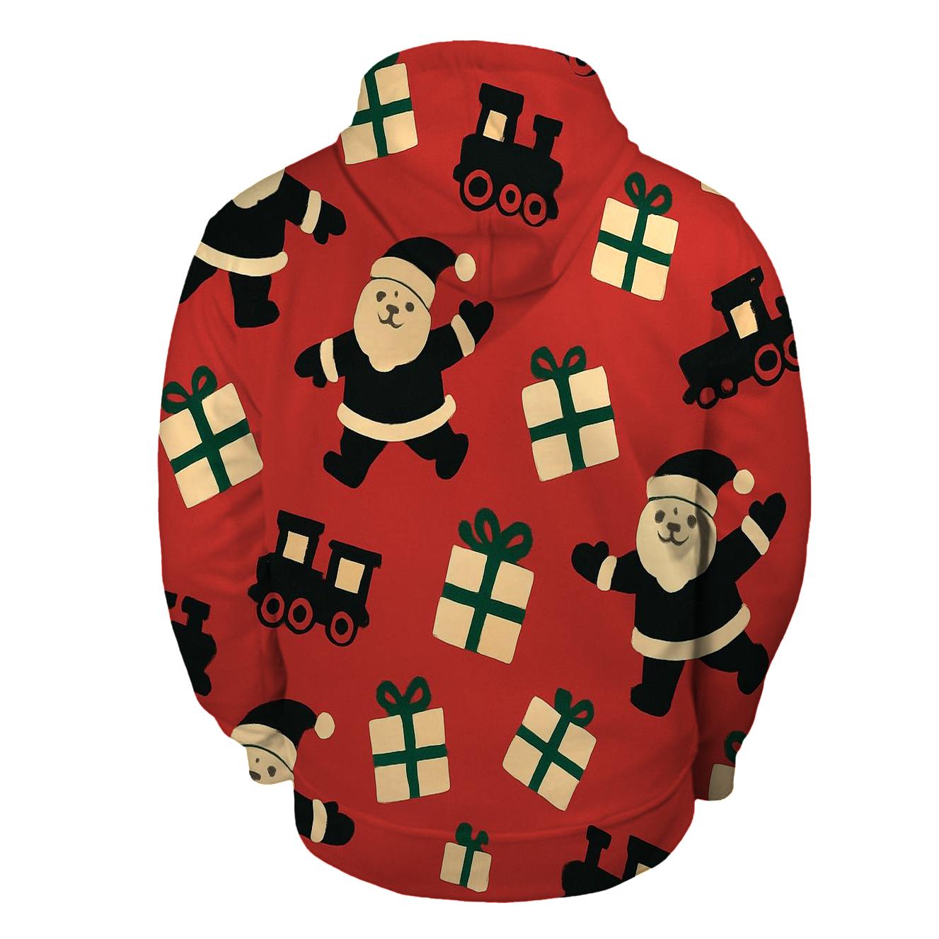 Santa Silhouette Scatter On Cardinal Red designer hoodies