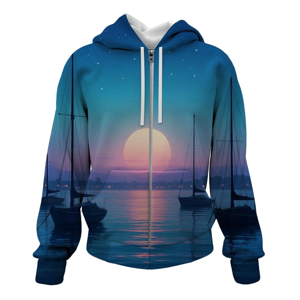 Teal Harbor Twilight printed hoodies
