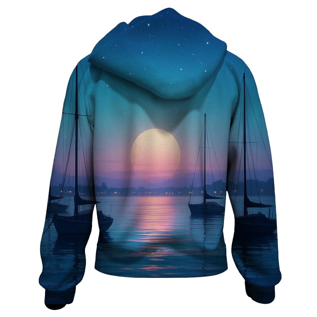 Teal Harbor Twilight printed hoodies