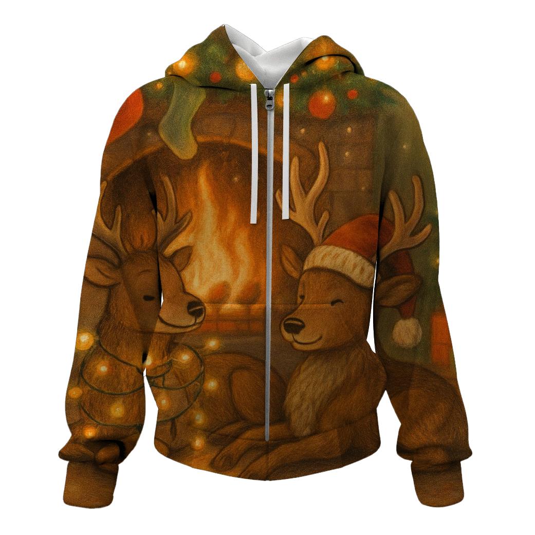 Lazy Fireplace Reindeer hoodie styles