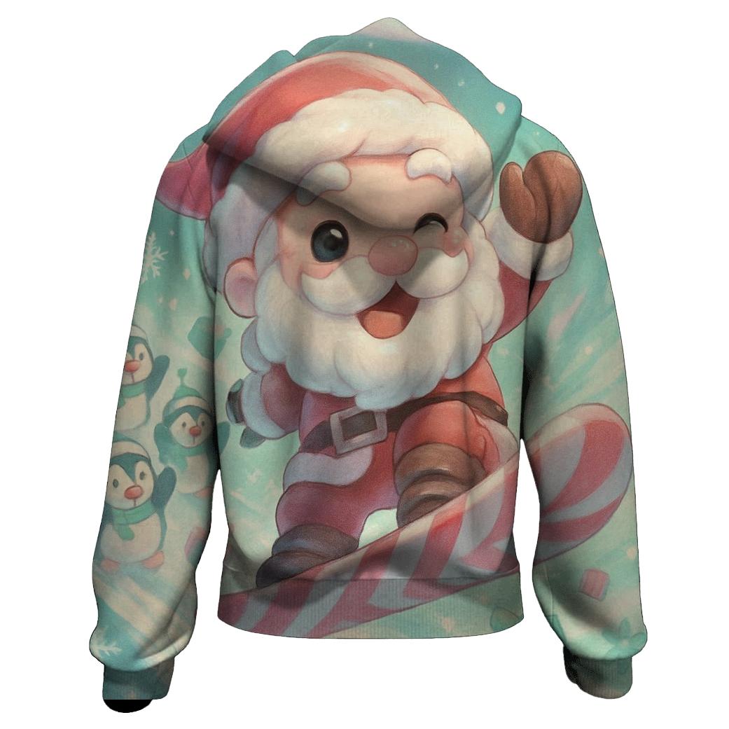 Chibi Snowboard Santa pullover hoodies