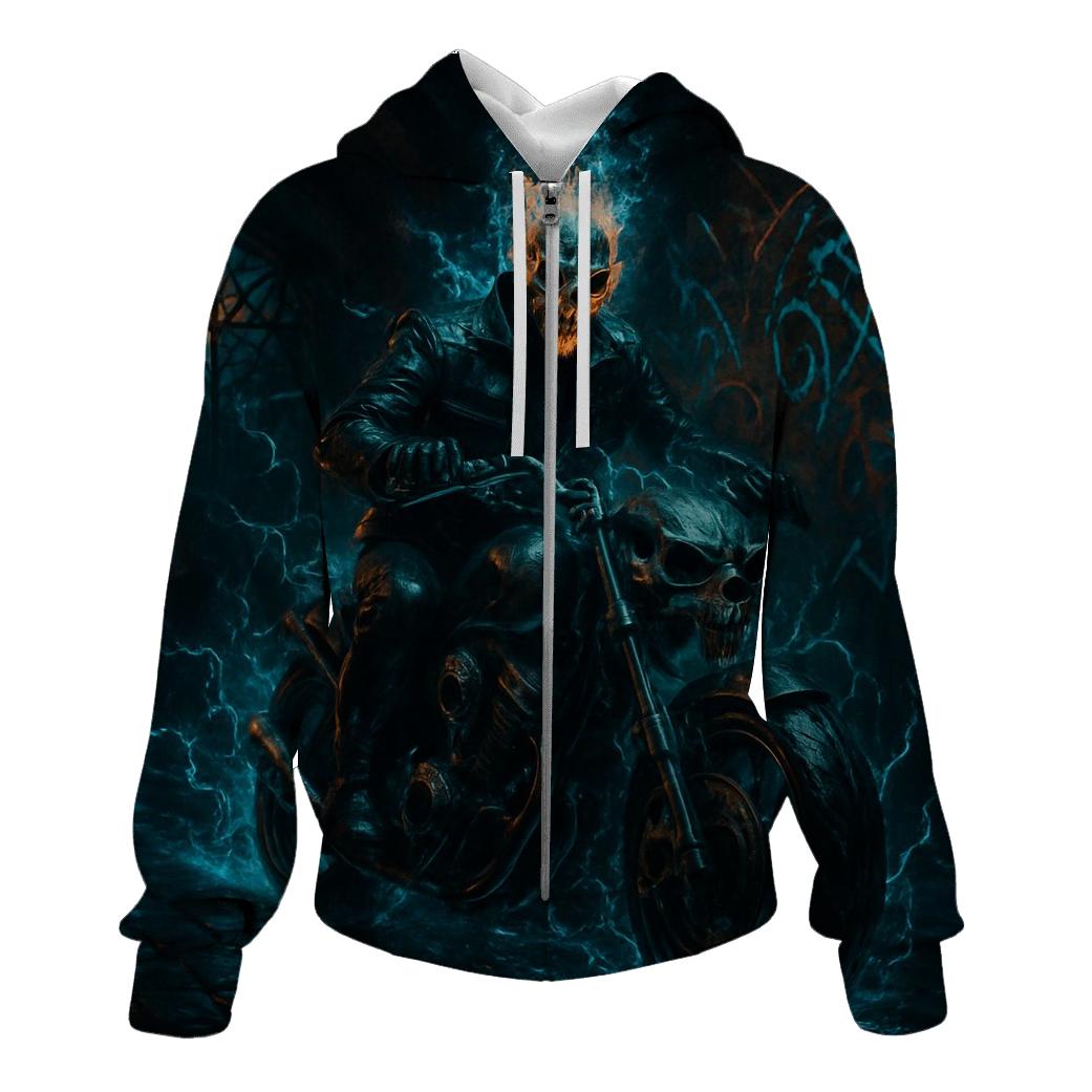 Grim Rider Of The Neon Catacombs embroidered hoodies