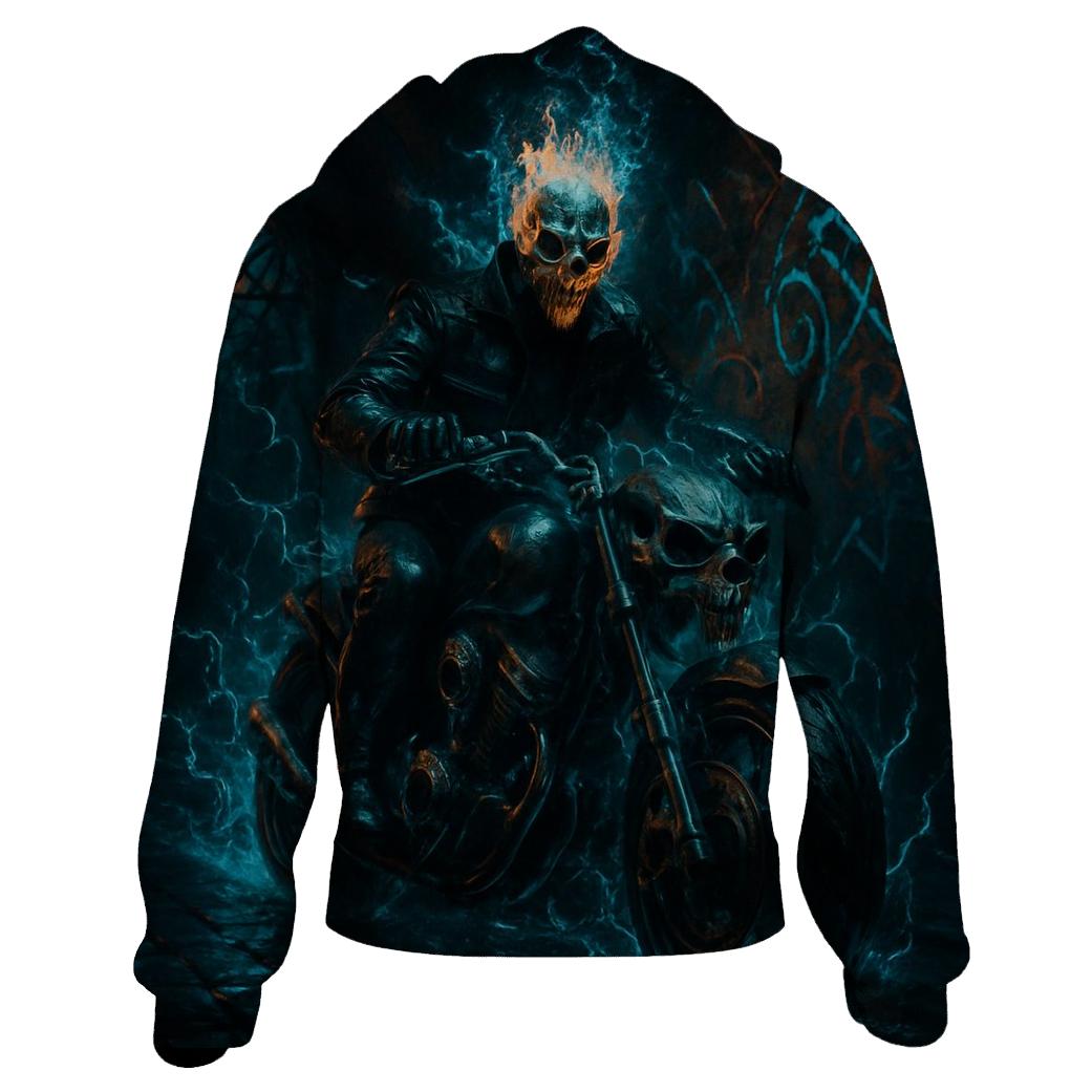 Grim Rider Of The Neon Catacombs embroidered hoodies