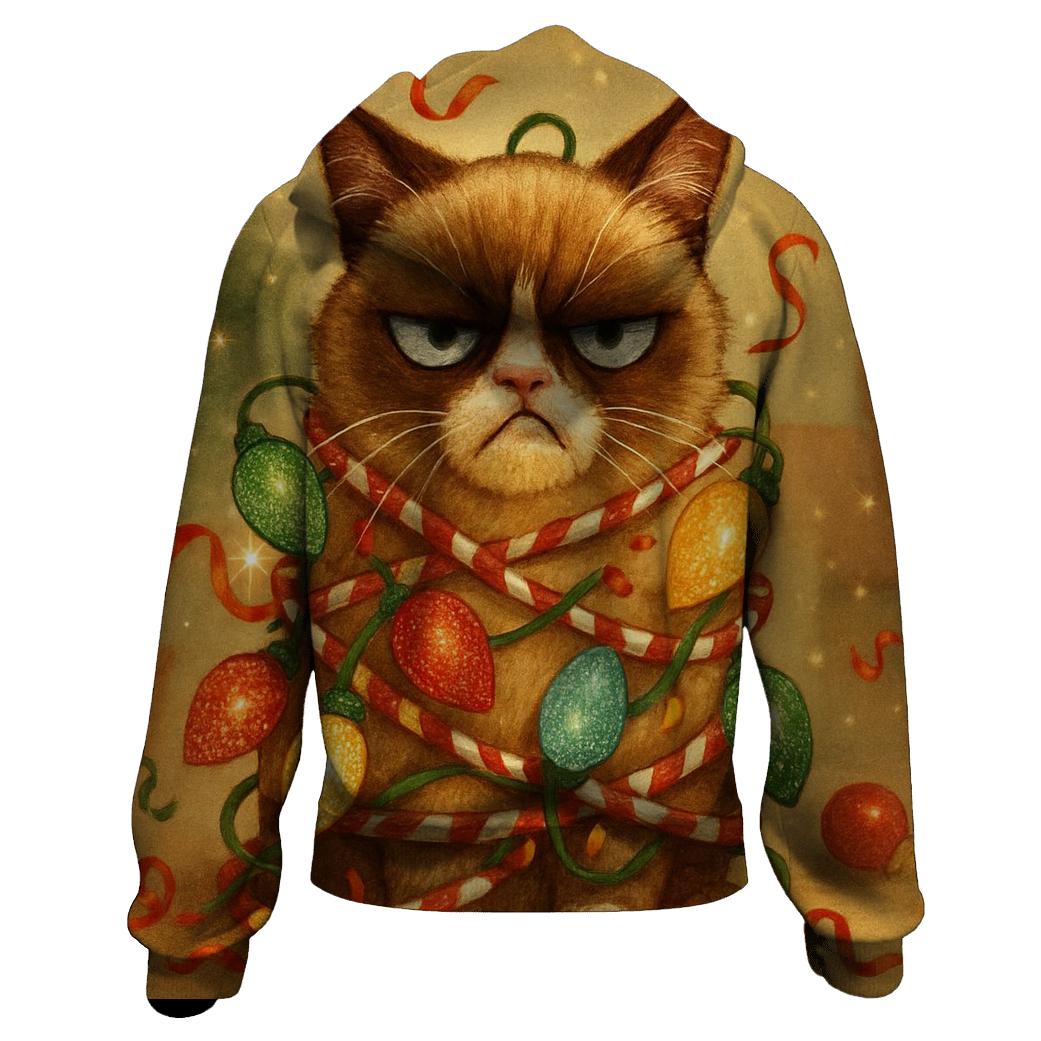 Grumpy Cat In Lights embroidered hoodies