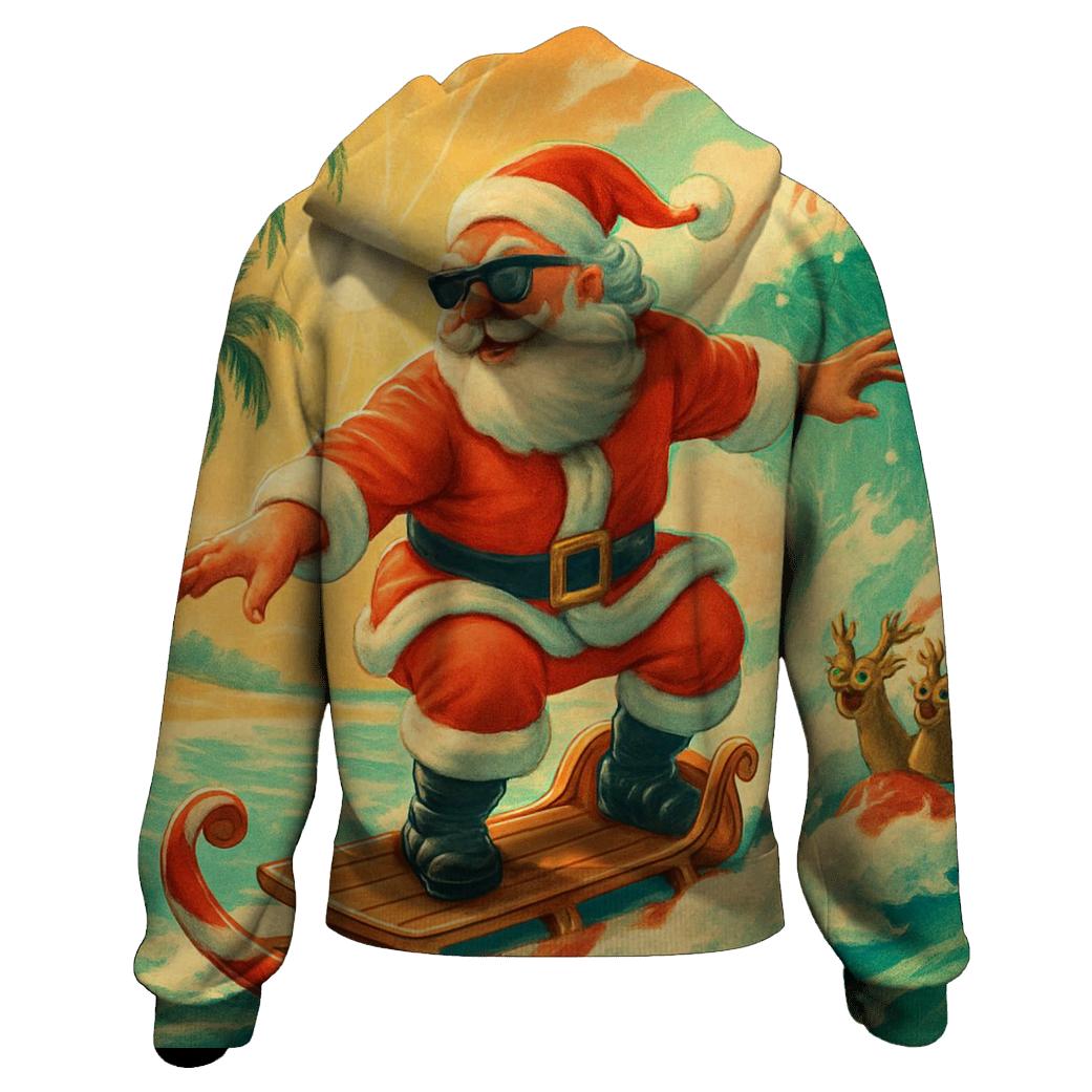 Retro Postcard Surf Santa hoodie trends