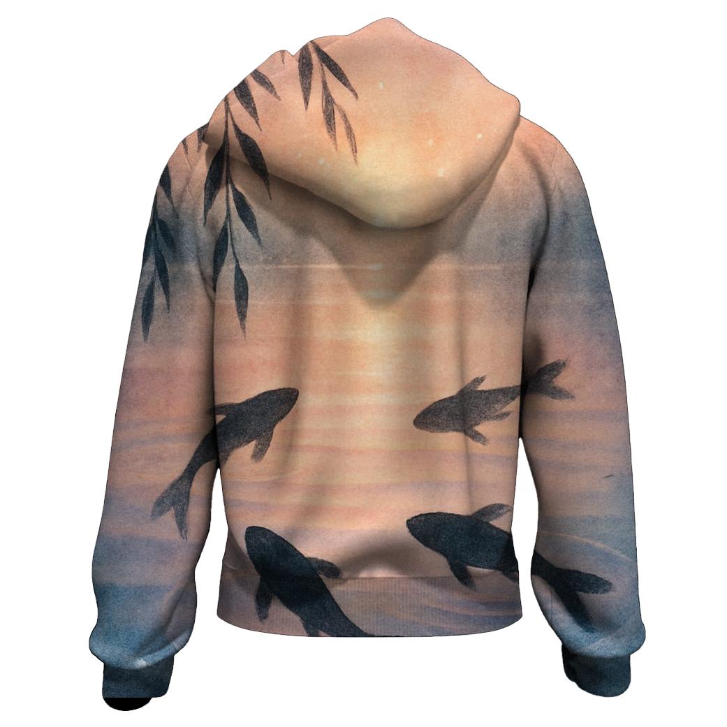 Peach Sky Koi Reflection premium hoodies
