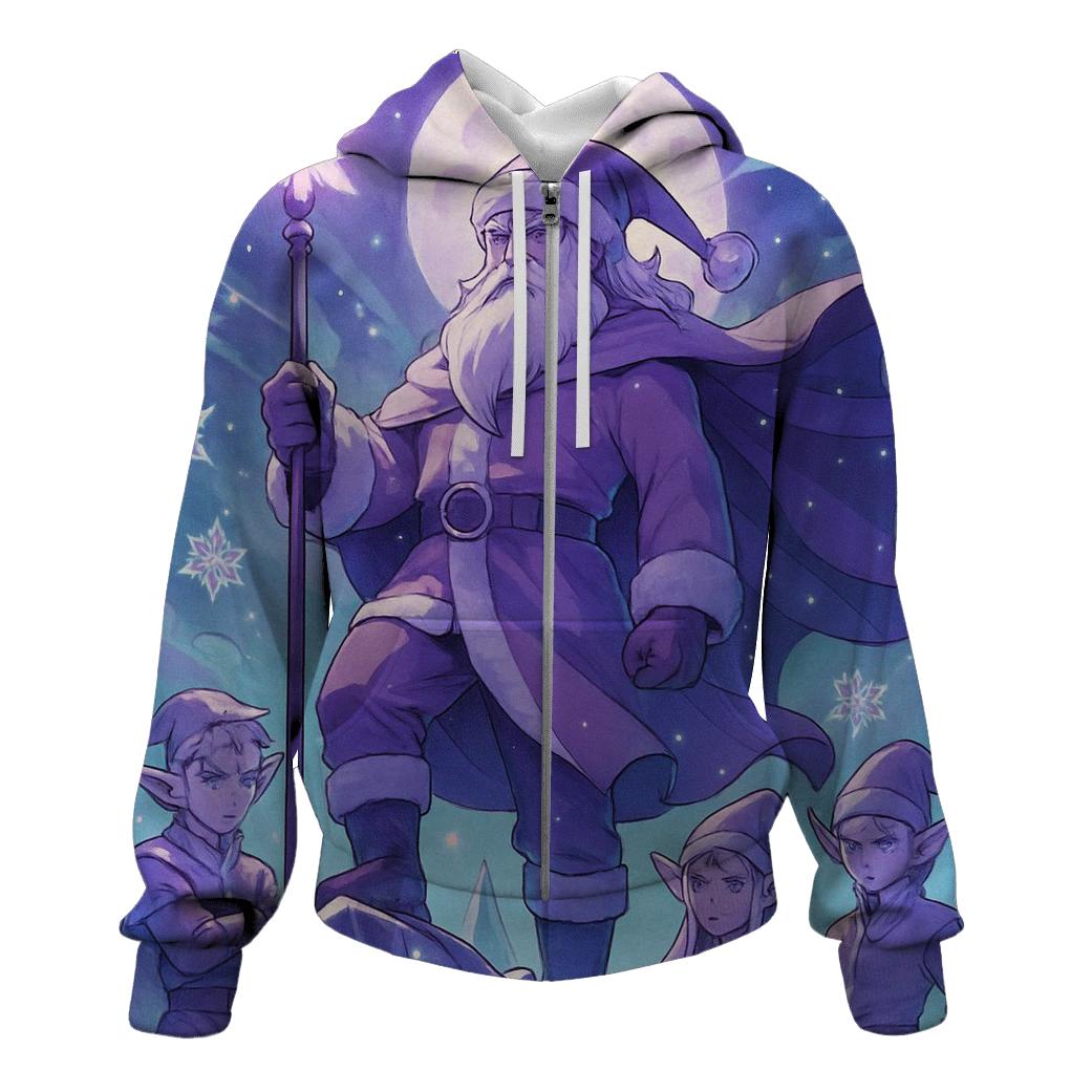 Frosted Anime Guardian Santa hoodie designs