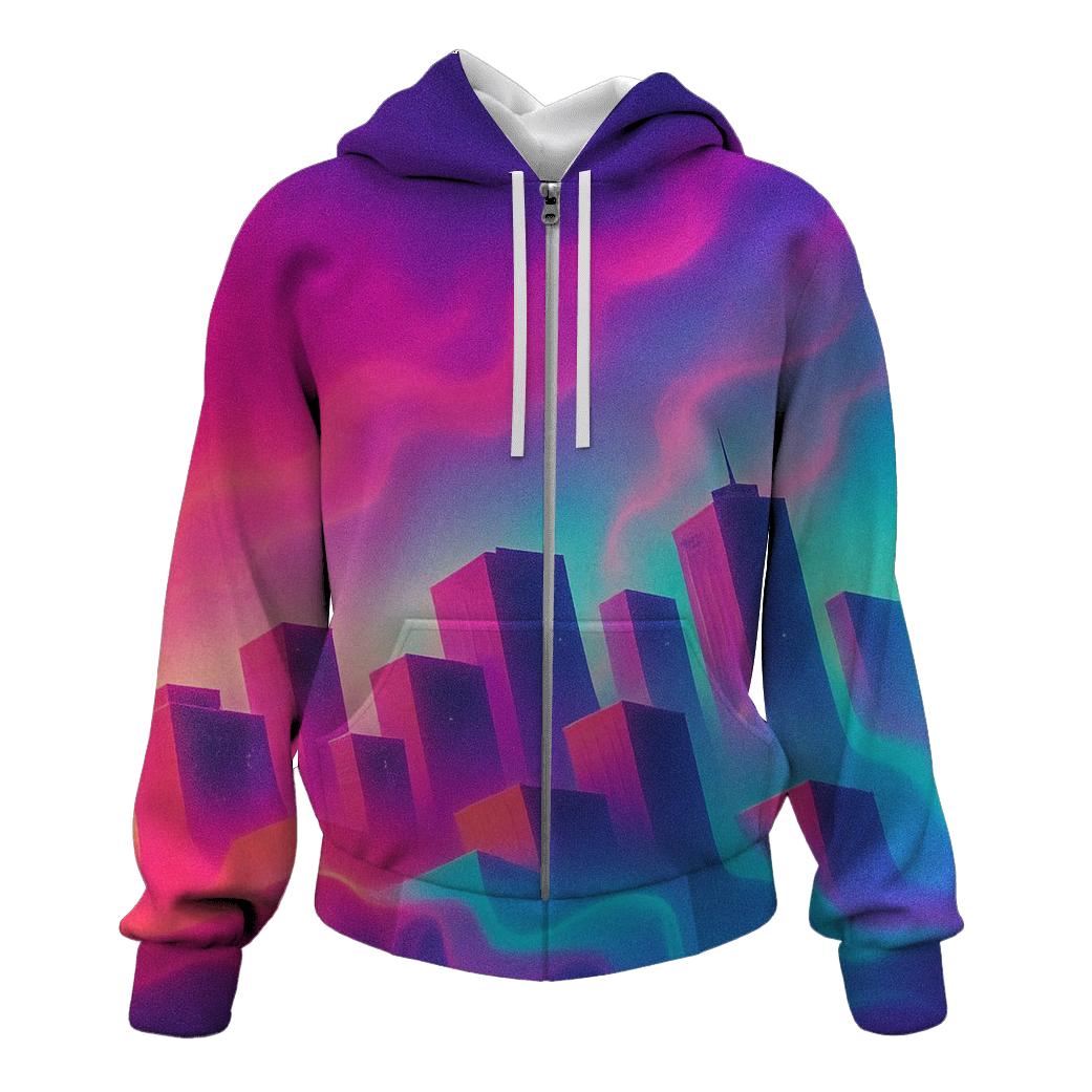 Vaporwave Skyline Drift hoodies fashion