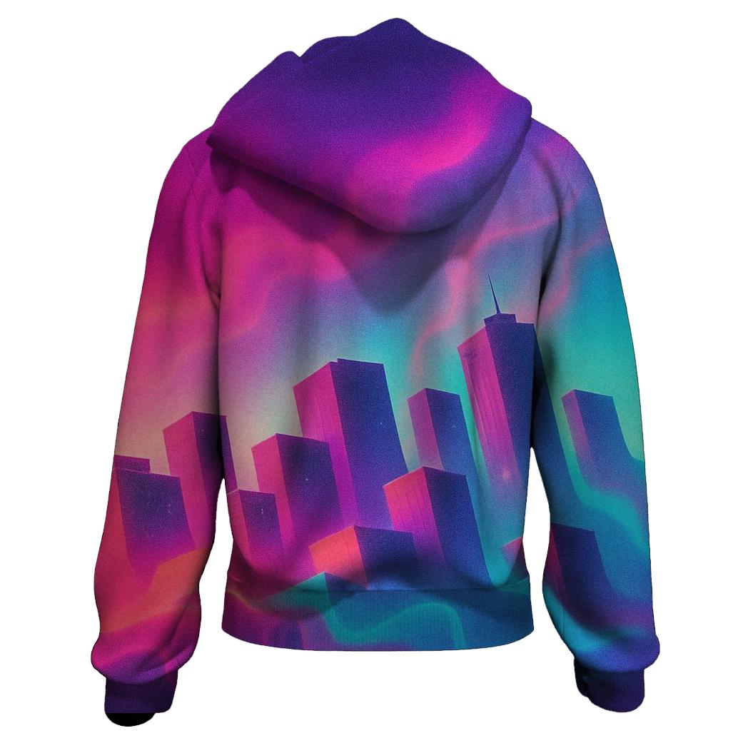 Vaporwave Skyline Drift hoodies fashion