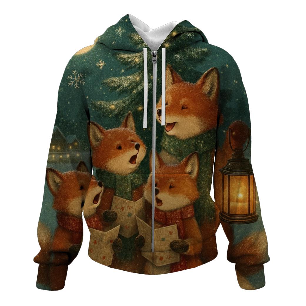Midnight Caroling Foxes custom hoodies