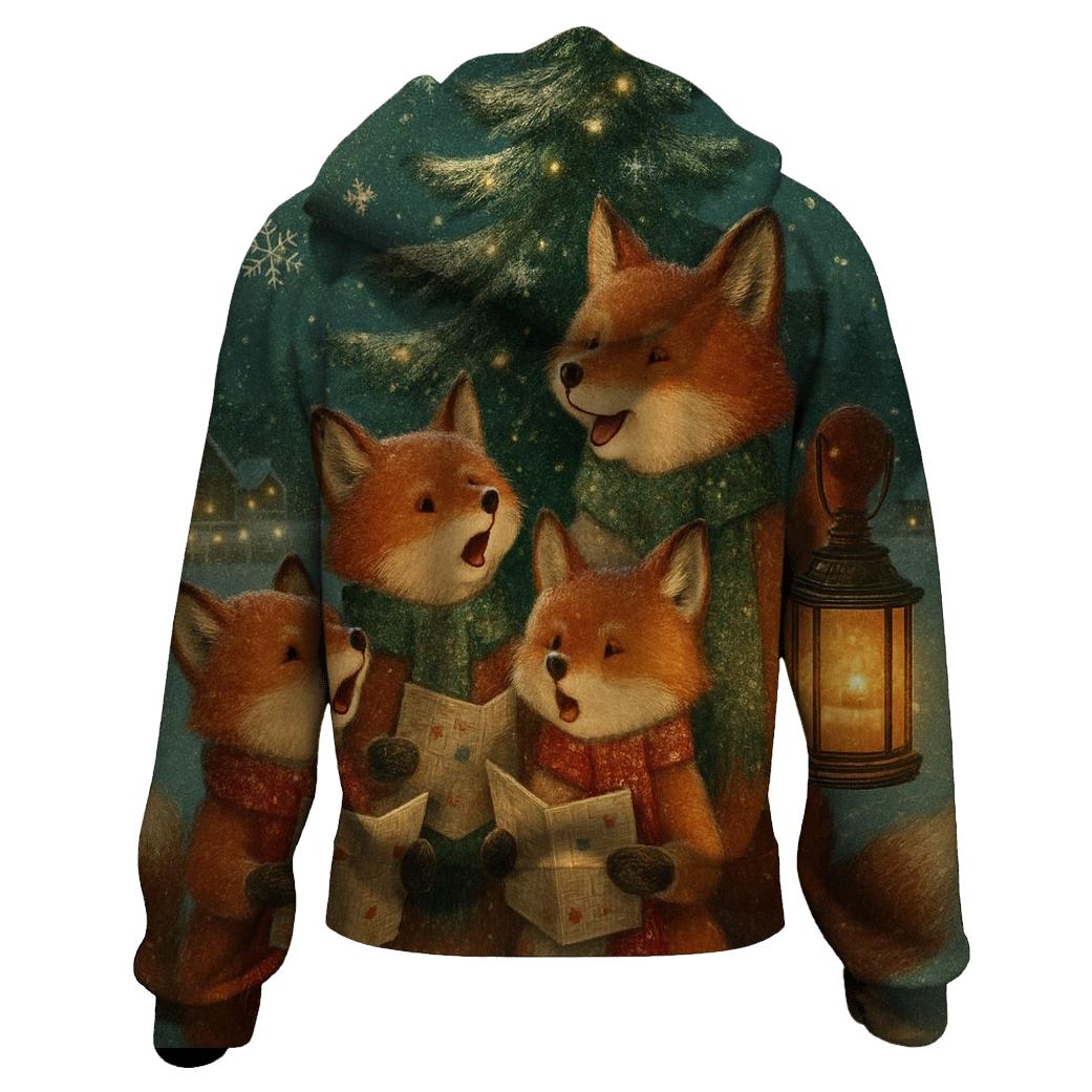 Midnight Caroling Foxes custom hoodies