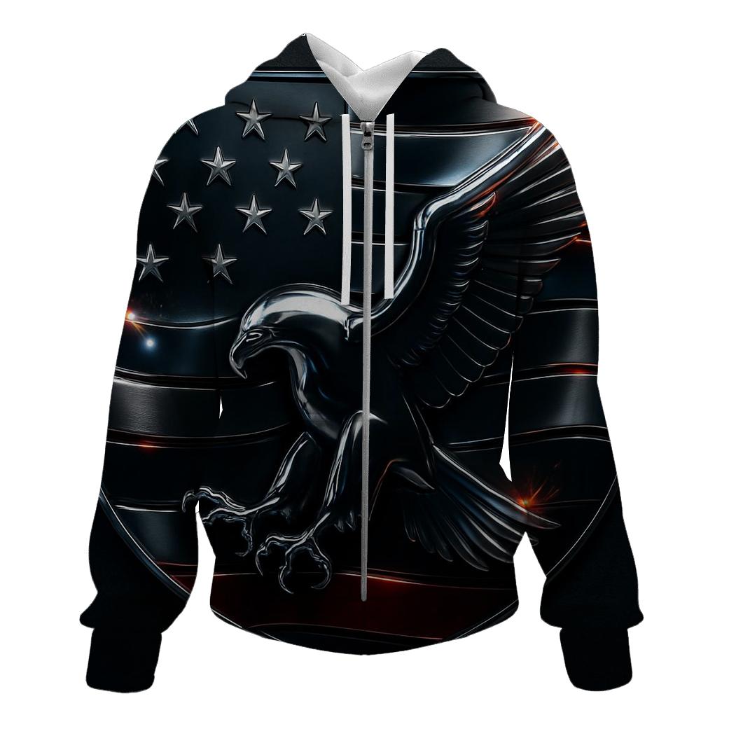 Metallic Eagle Flag Crest hoodies fashion
