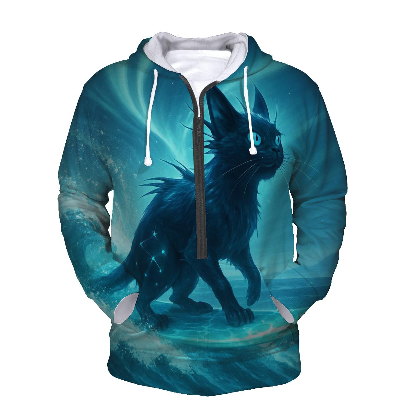 Aurora Surf Cat zip-up hoodies