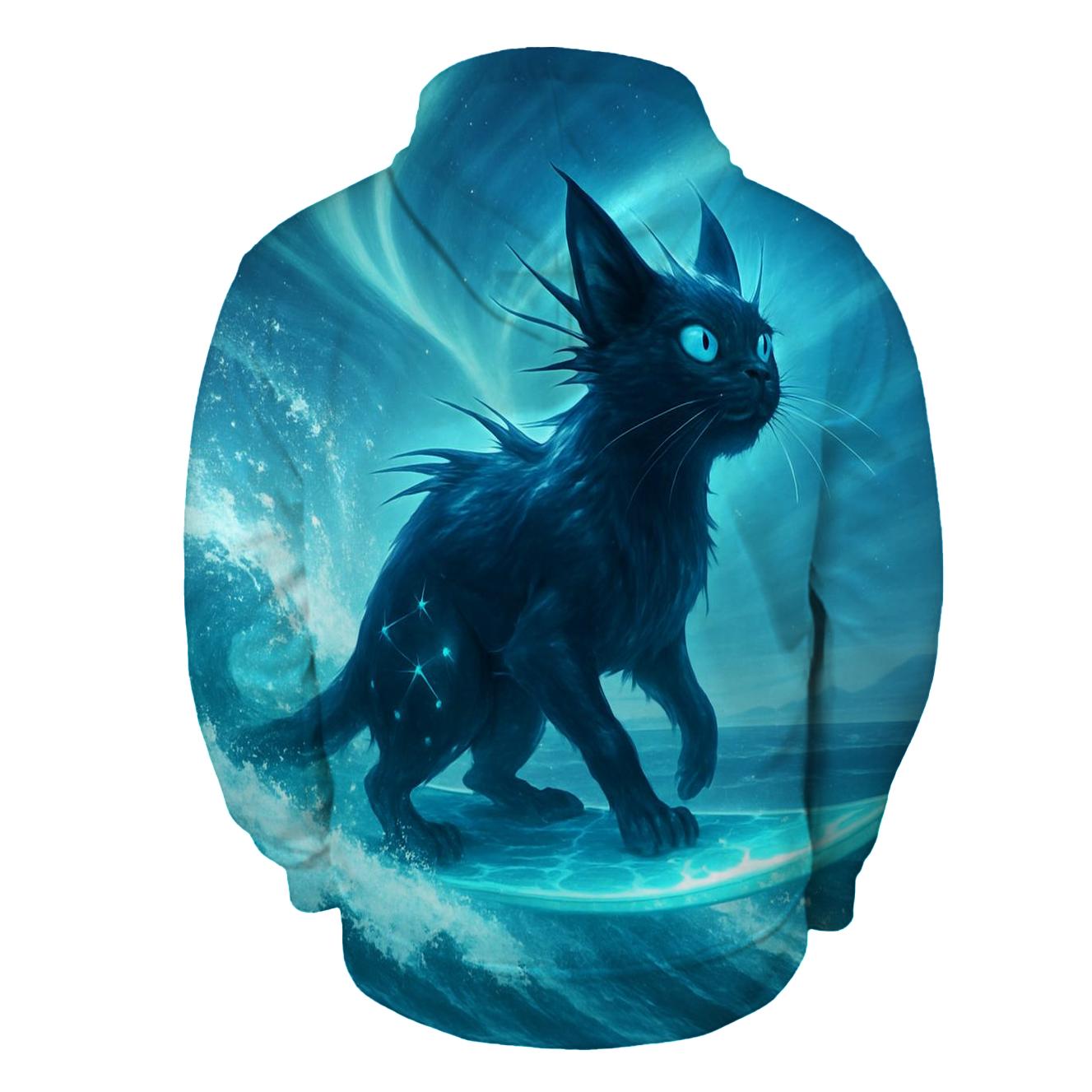 Aurora Surf Cat zip-up hoodies