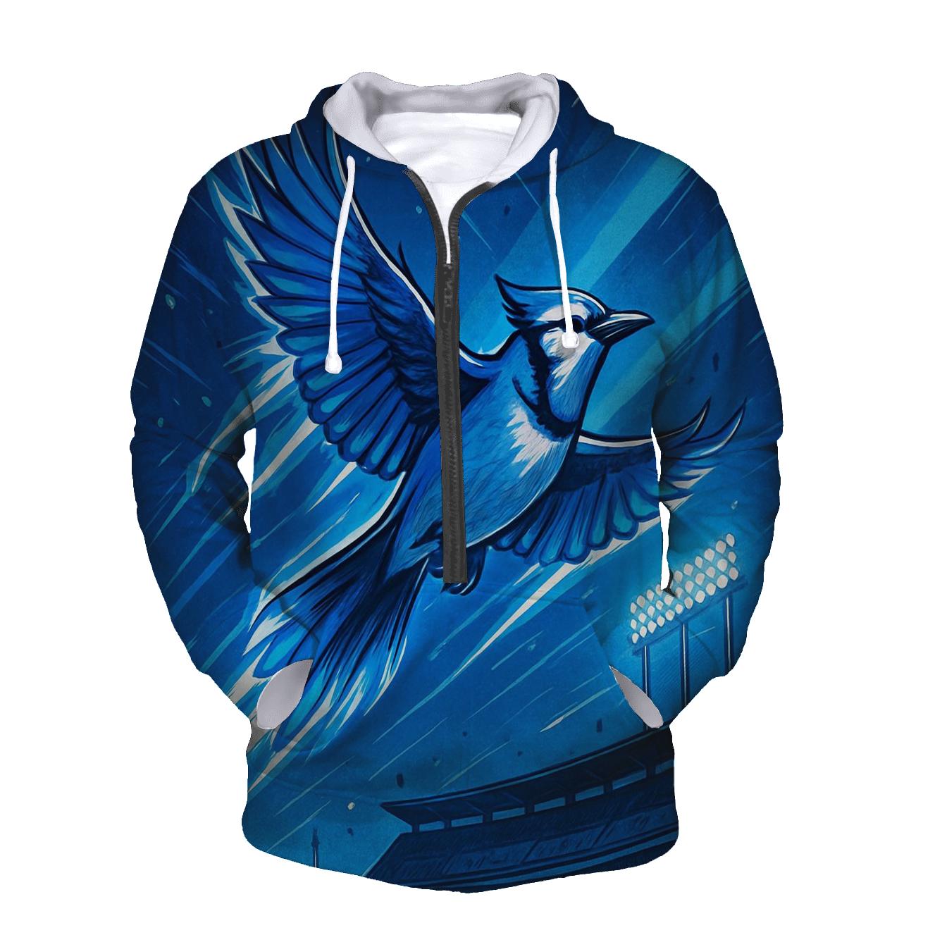 Blue Jay Over Stadium printed hoodies