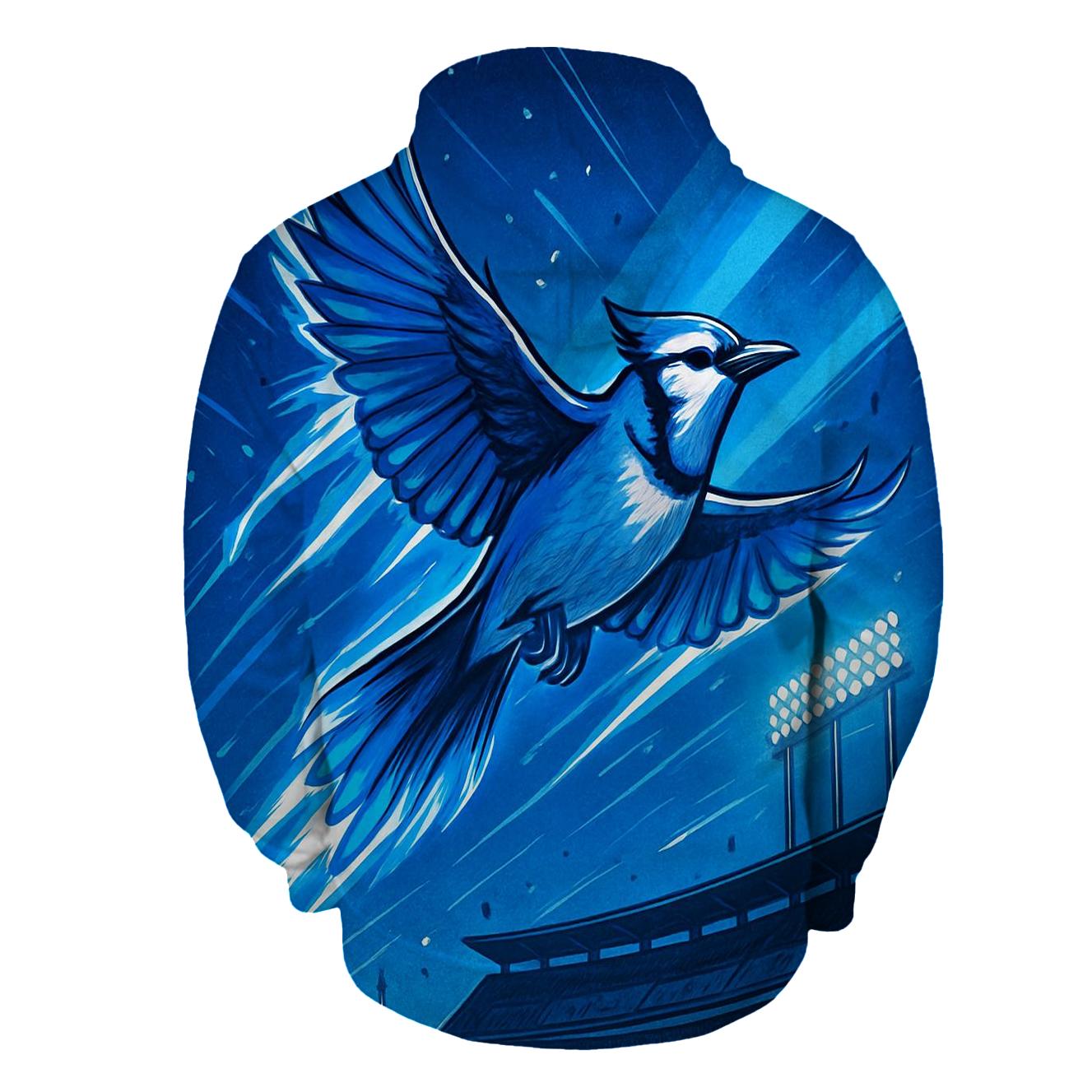 Blue Jay Over Stadium printed hoodies