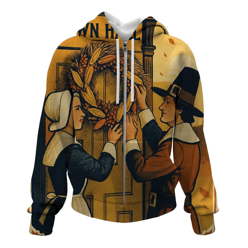 Sunset Pilgrim And Harvest Wreath hoodies fashion