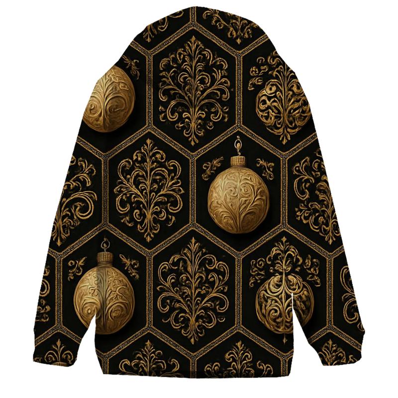 Golden Bauble Mosaic On Midnight Black embroidered hoodies