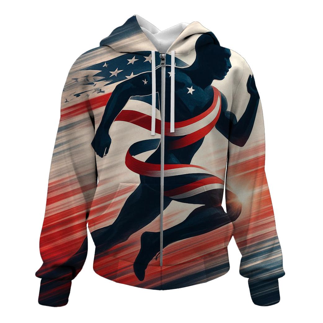 Stripes Of Motion Runner embroidered hoodies
