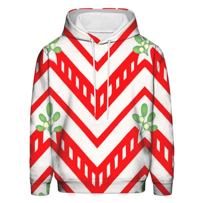 Candy Cane Chevron On Snow White embroidered hoodies