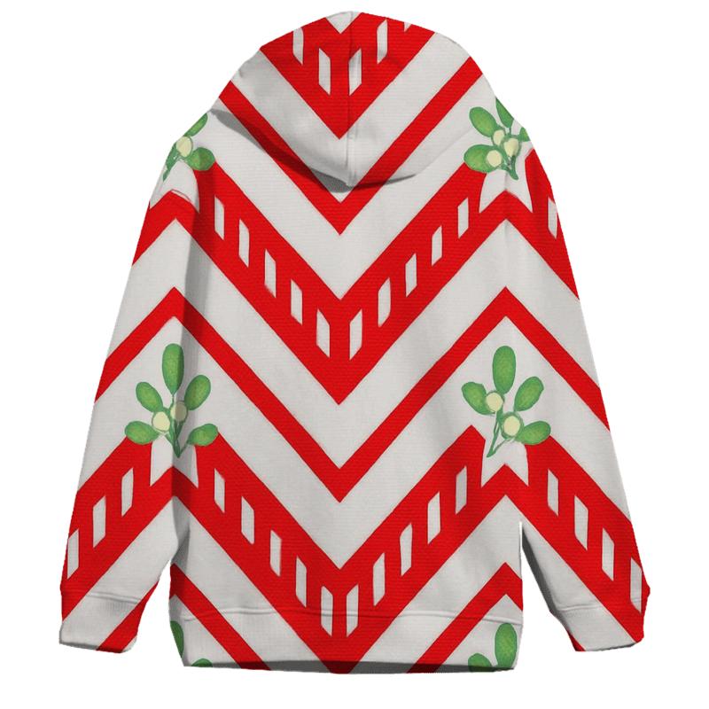 Candy Cane Chevron On Snow White embroidered hoodies