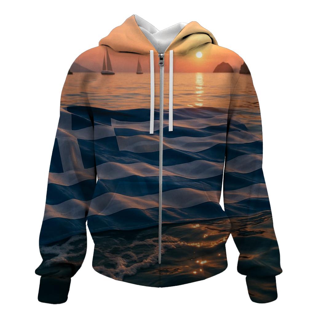 Aegean Flag Tide embroidered hoodies