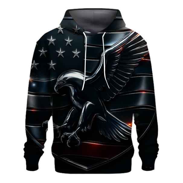 Metallic Eagle Flag Crest pullover hoodies