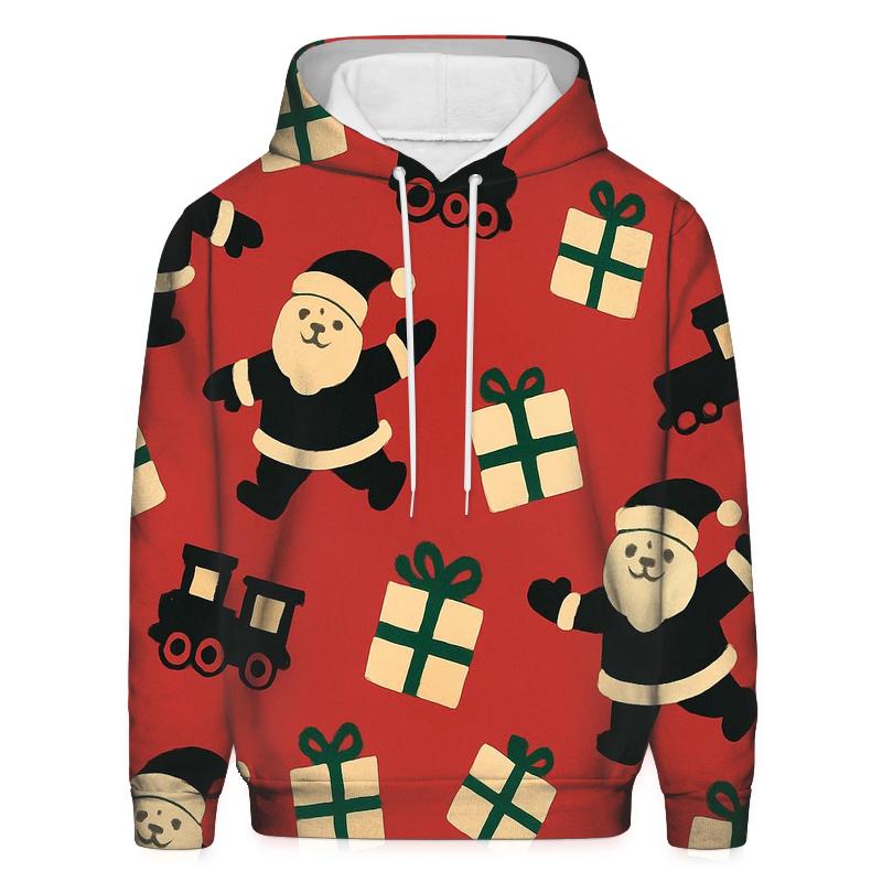 Santa Silhouette Scatter On Cardinal Red premium hoodies