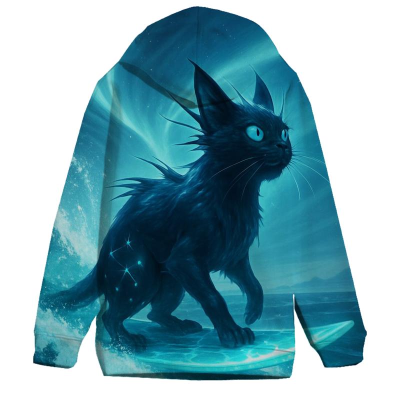Aurora Surf Cat pullover hoodies
