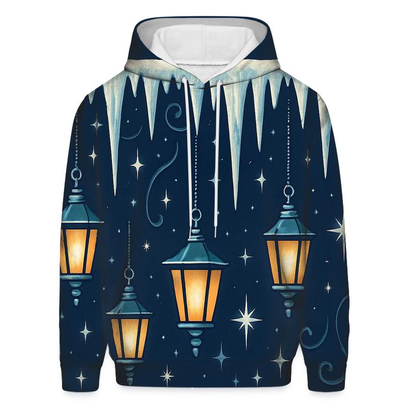 Icicle Border On Midnight Navy embroidered hoodies