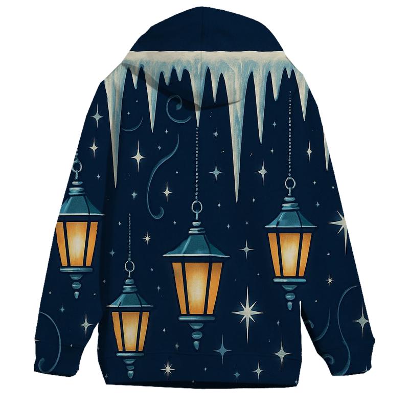 Icicle Border On Midnight Navy embroidered hoodies