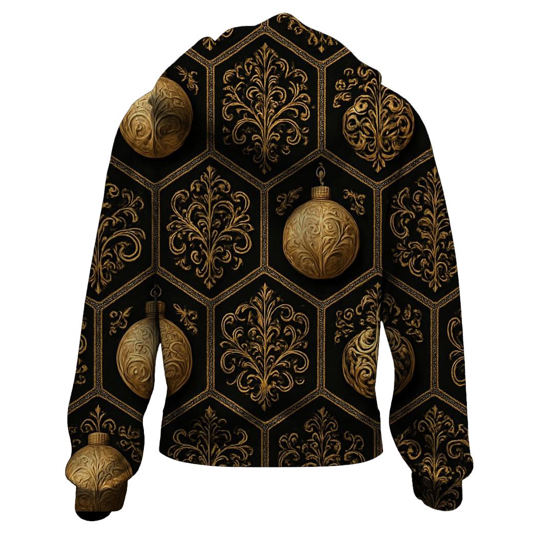 Golden Bauble Mosaic On Midnight Black heavyweight hoodies
