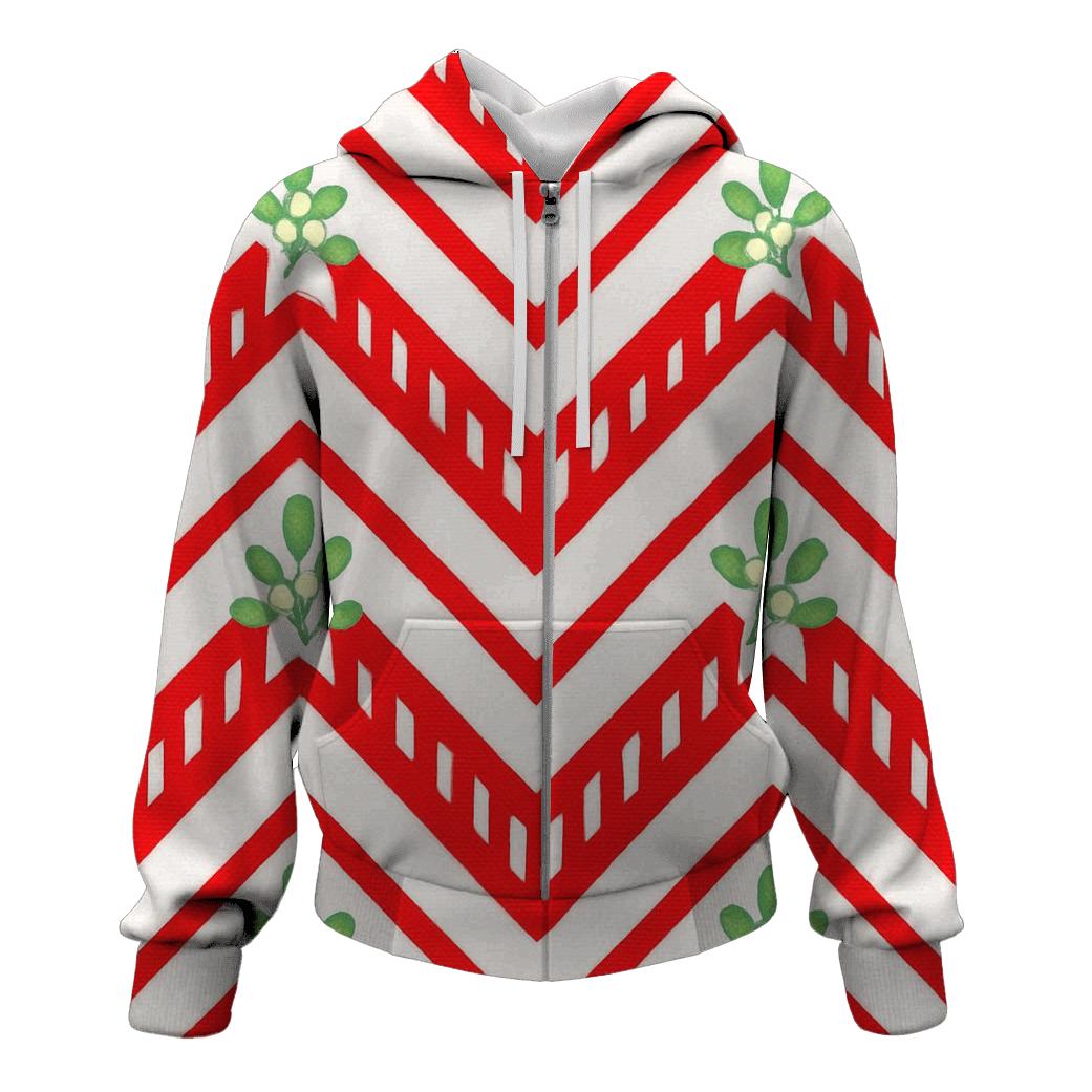 Candy Cane Chevron On Snow White printed hoodies