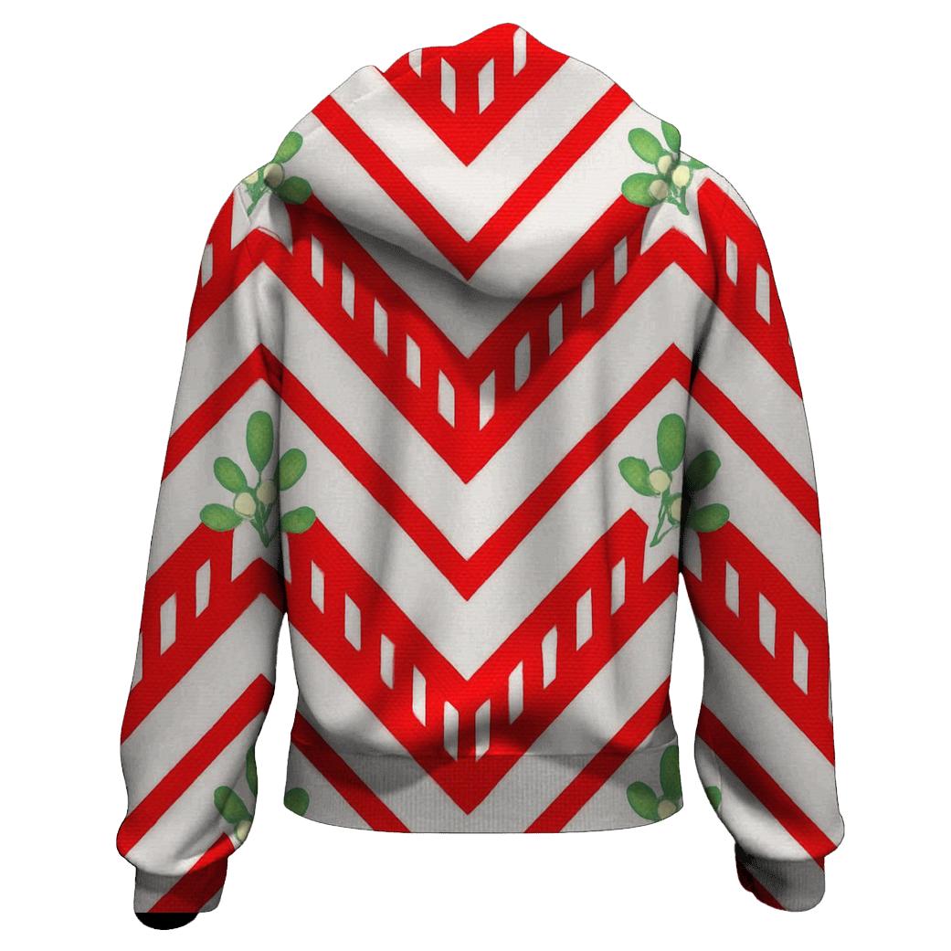 Candy Cane Chevron On Snow White printed hoodies