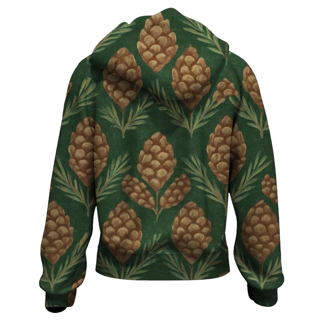 Pinecone Chevron On Forest Green lightweight hoodies