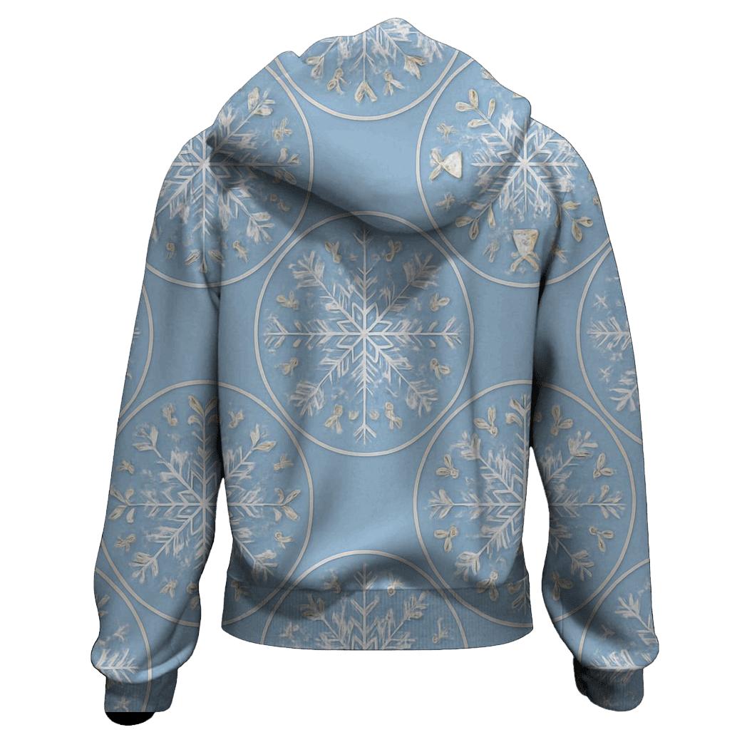 Snowflake Mandala On Sky Blue premium hoodies