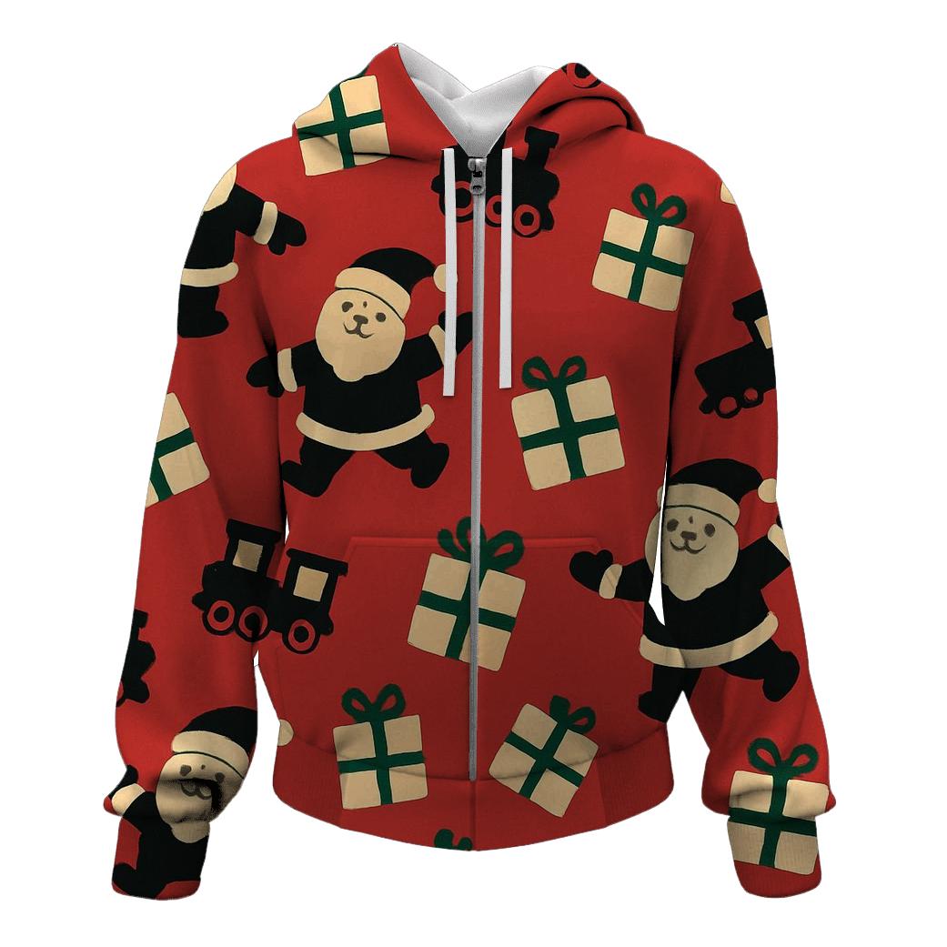 Santa Silhouette Scatter On Cardinal Red heavyweight hoodies