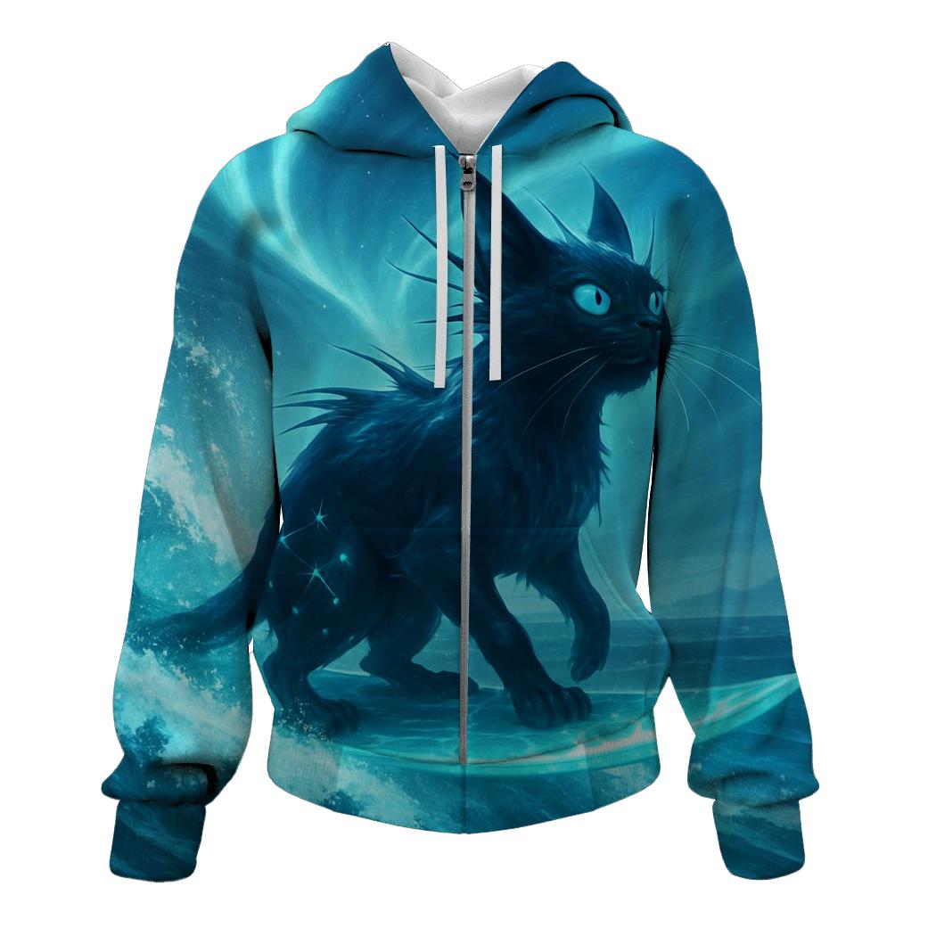 Aurora Surf Cat pullover hoodies