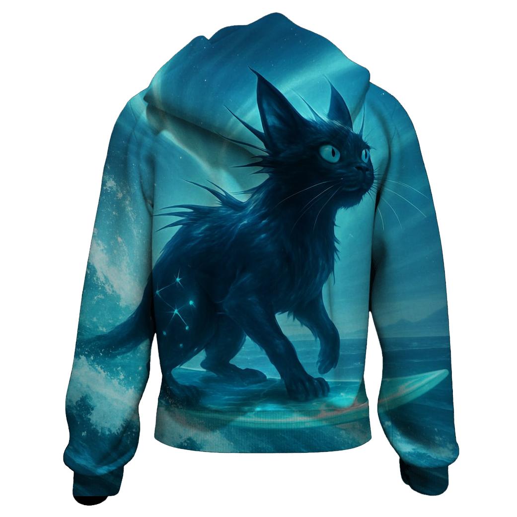 Aurora Surf Cat pullover hoodies
